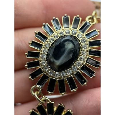 Vintage Gothic Chain Bracelet Black Crystal Women's Fashion Boho Statement Y2K - Thumbnail 2