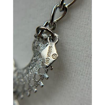 Vintage VTG 70s Sarah Coventry Charisma Silver Tone Crescent Bib Choker Necklace - Thumbnail 11