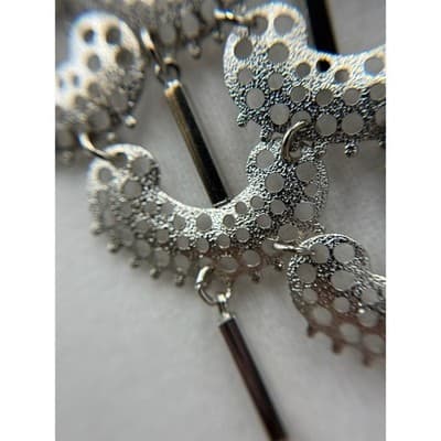 Vintage VTG 70s Sarah Coventry Charisma Silver Tone Crescent Bib Choker Necklace - Thumbnail 9