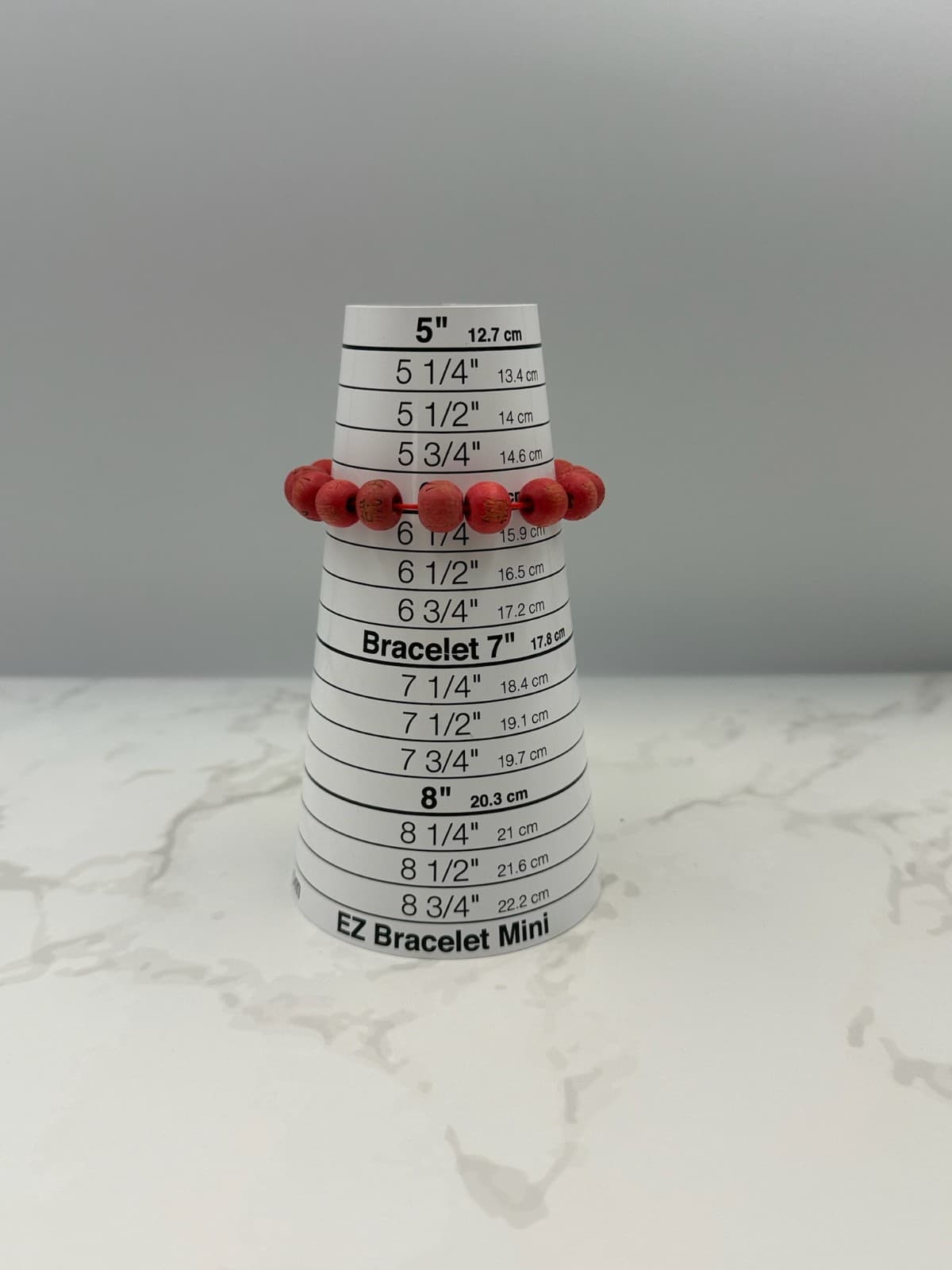 Vintage Handmade Women Red Wooden Stretch Carved Symbols Prayer Bead Fashion - Thumbnail 3