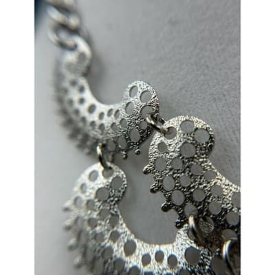 Vintage VTG 70s Sarah Coventry Charisma Silver Tone Crescent Bib Choker Necklace - Thumbnail 10
