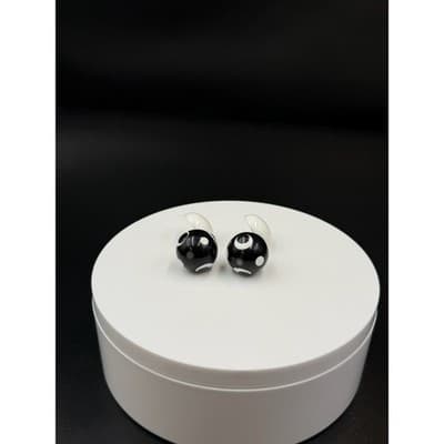 Vintage Contemporary Drop Black White Polka Dot Beaded Fashion Round Stud - Thumbnail 2
