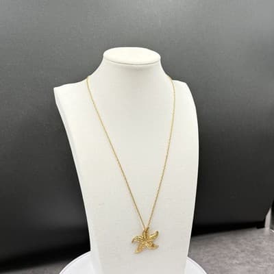 Vintage Gold-Tone Starfish Pendant Necklace Coastal Beachy Charm - Thumbnail 7