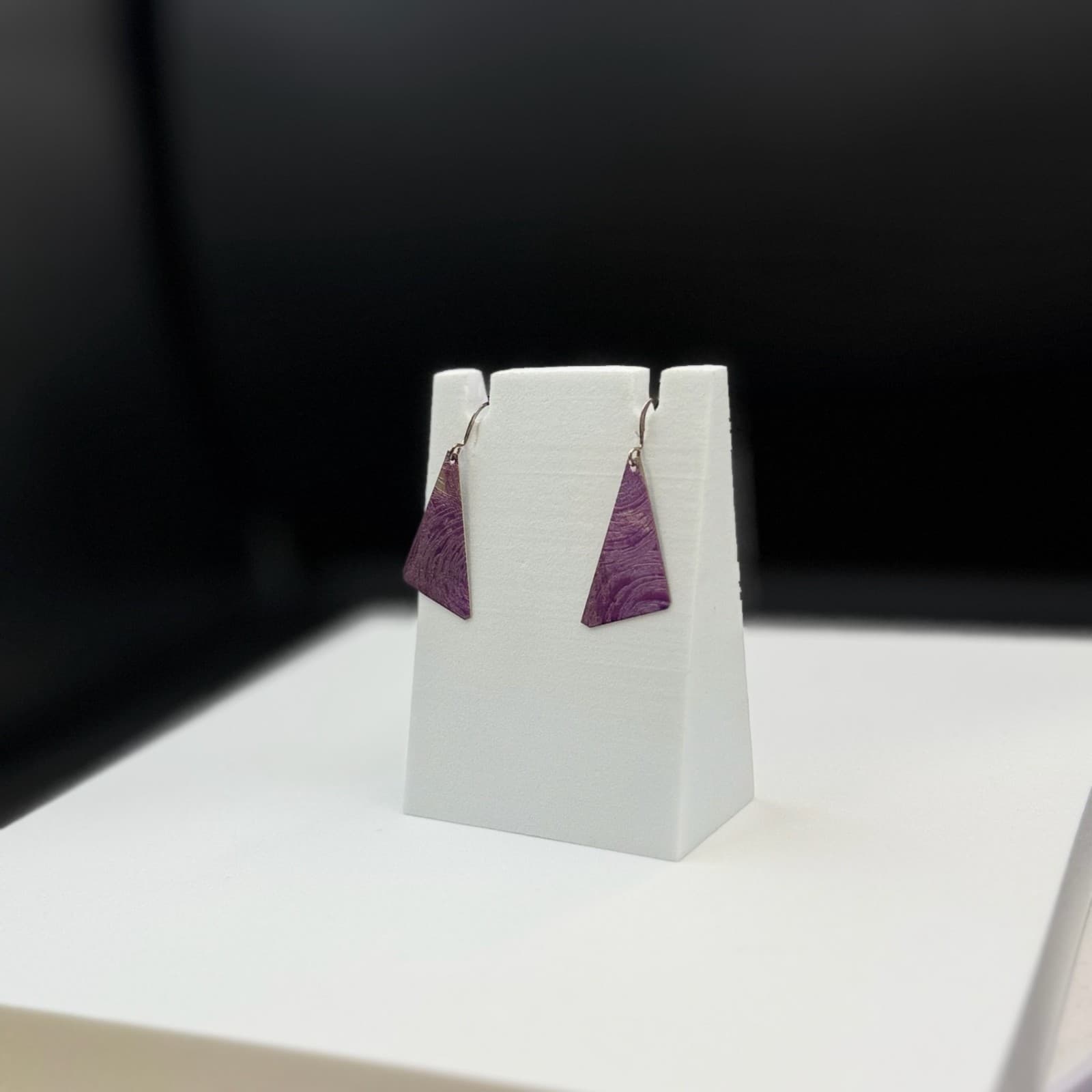 Vintage Handmade Womens Purple Triangle Dangle Fashion Wedding Earrings - Thumbnail 3