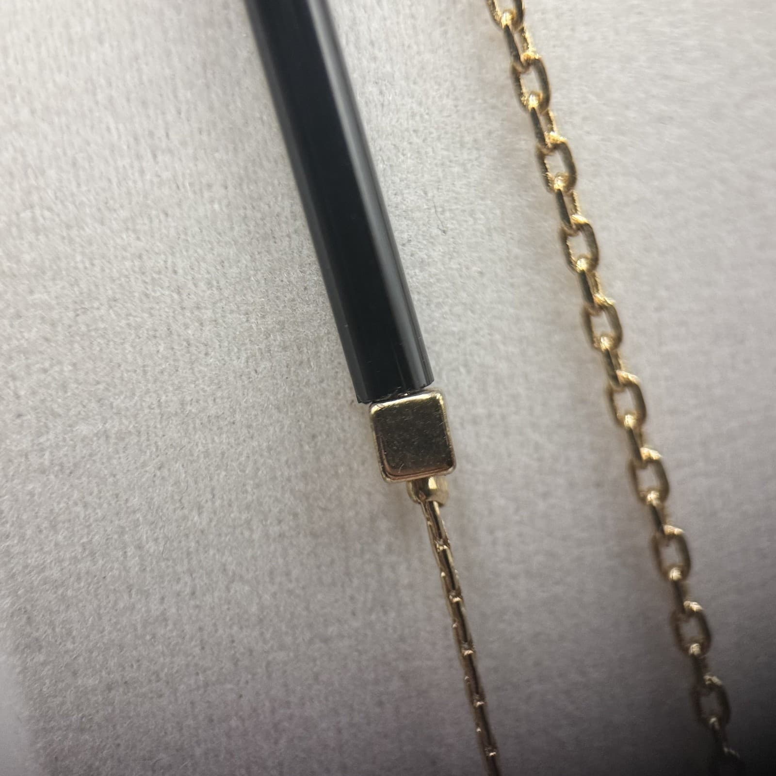 Vintage Gold Tone Cube & Black Bar Bead Necklace Long Layered Modernist - Thumbnail 10