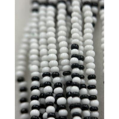 Vintage Black White Seed Bead Multi-Strand Necklace Tribal Boho Statement - Thumbnail 12