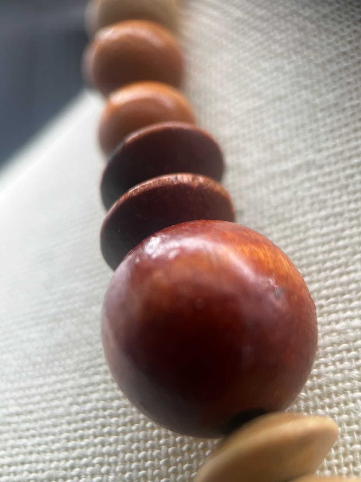 Vintage Wooden Beaded Necklace Boho Brown Tan Earthy Y2K Chic - Thumbnail 7