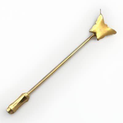 Vintage Gold Tone Butterfly Lapel Stick Pin Brooch Minimalist Style