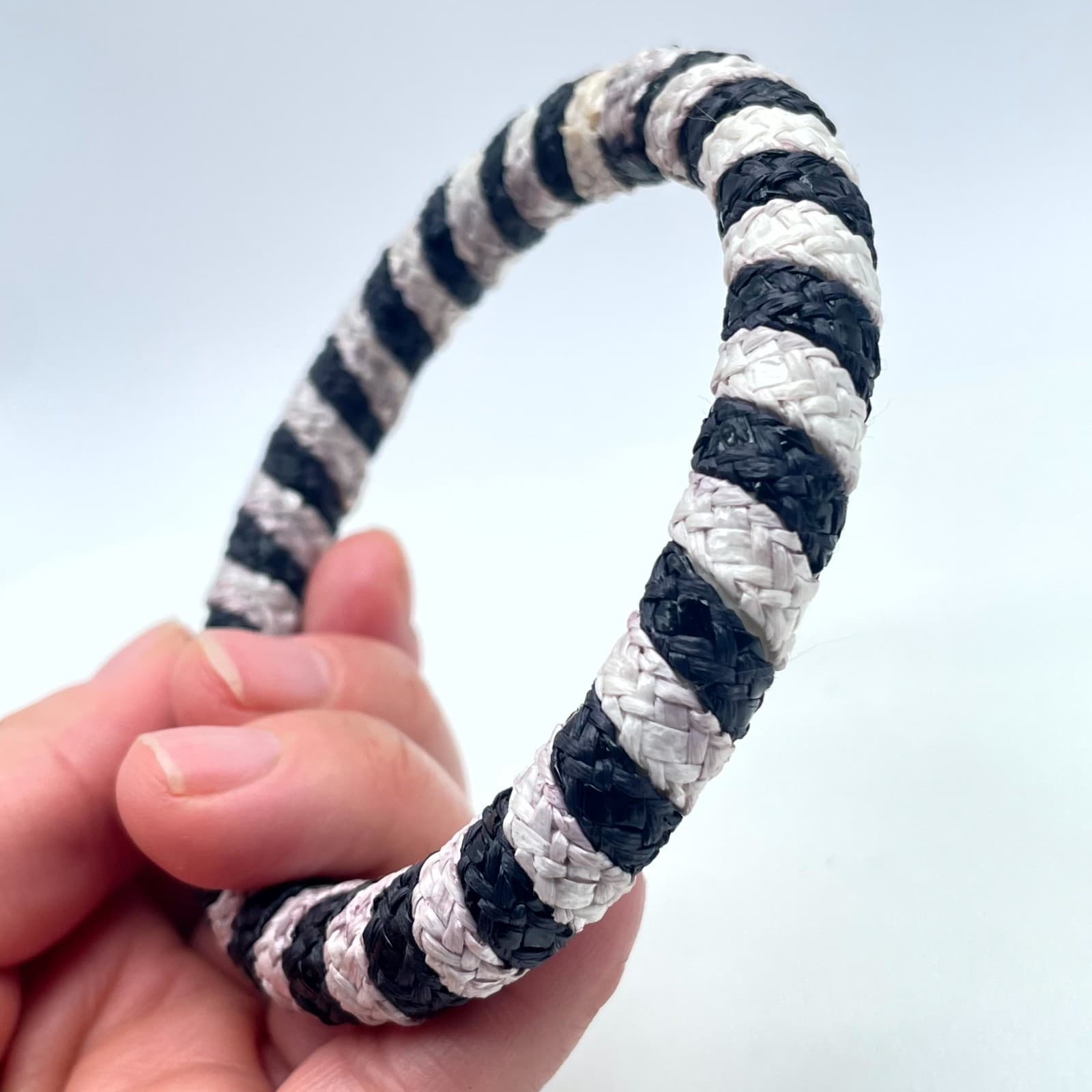 Bohemian Black White Eco-Chic Thin Woven Braided Rope-Style Bangle Bracelet - Thumbnail 10