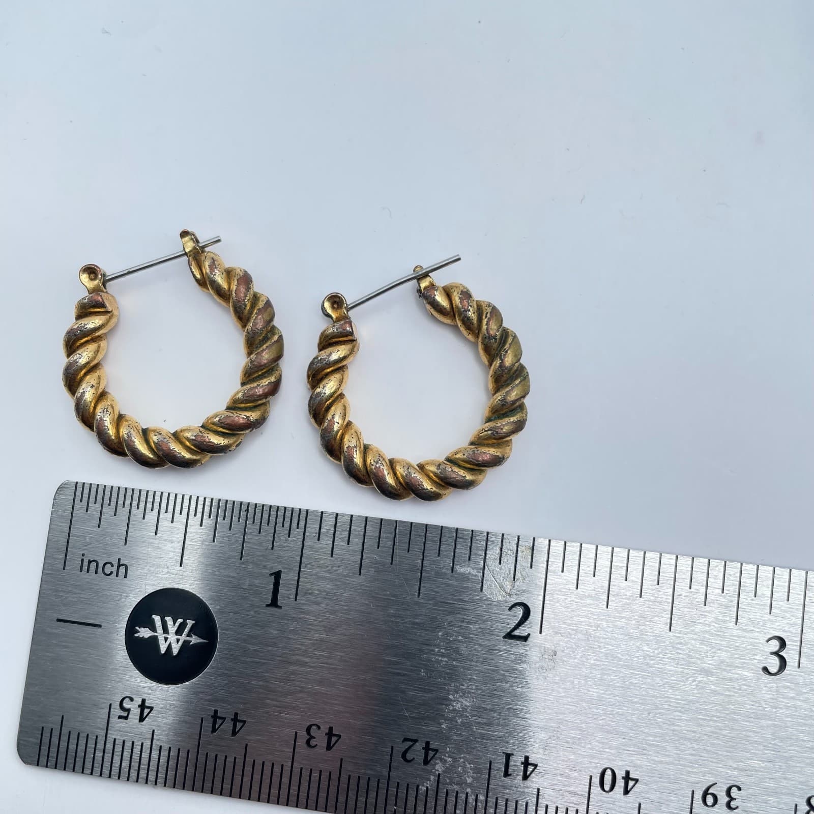 Vintage 80s Gold Tone Twisted Rope Hoop Earrings Textured Retro Fashion Jewelry - Thumbnail 9