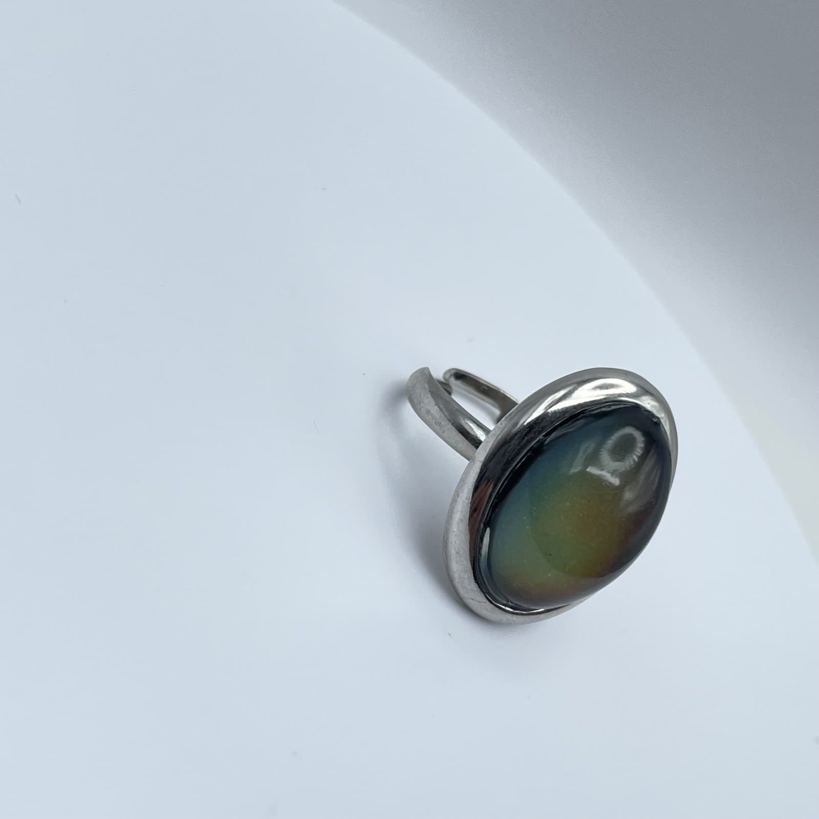 Vintage Style Mood Ring Color Changing Oval Stone Silver Tone Size 7 - Thumbnail 7