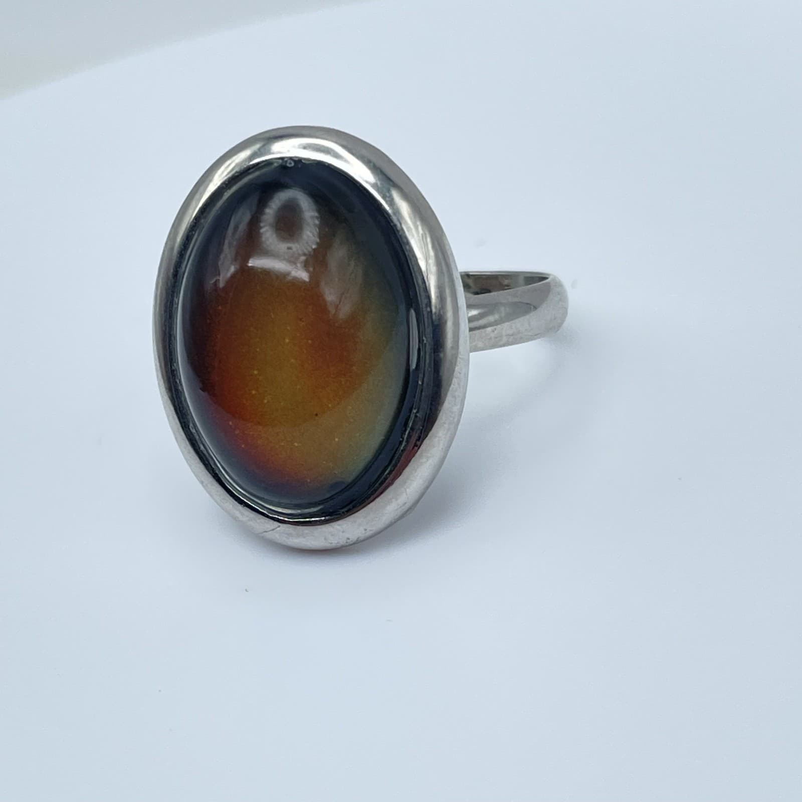Vintage Style Mood Ring Color Changing Oval Stone Silver Tone Size 7 - Thumbnail 9
