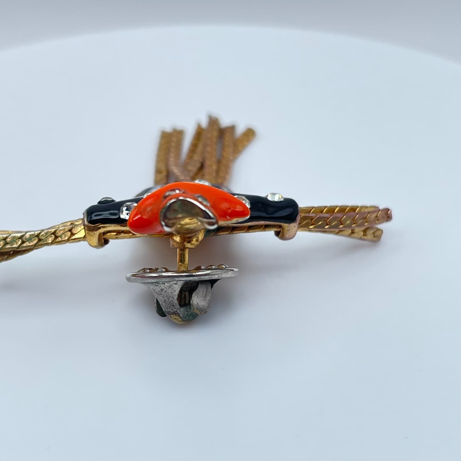Vintage Y2K Scarecrow Gold Tone Enamel Rhinestone Fall Harvest Lapel Pin Jewelry - Thumbnail 4