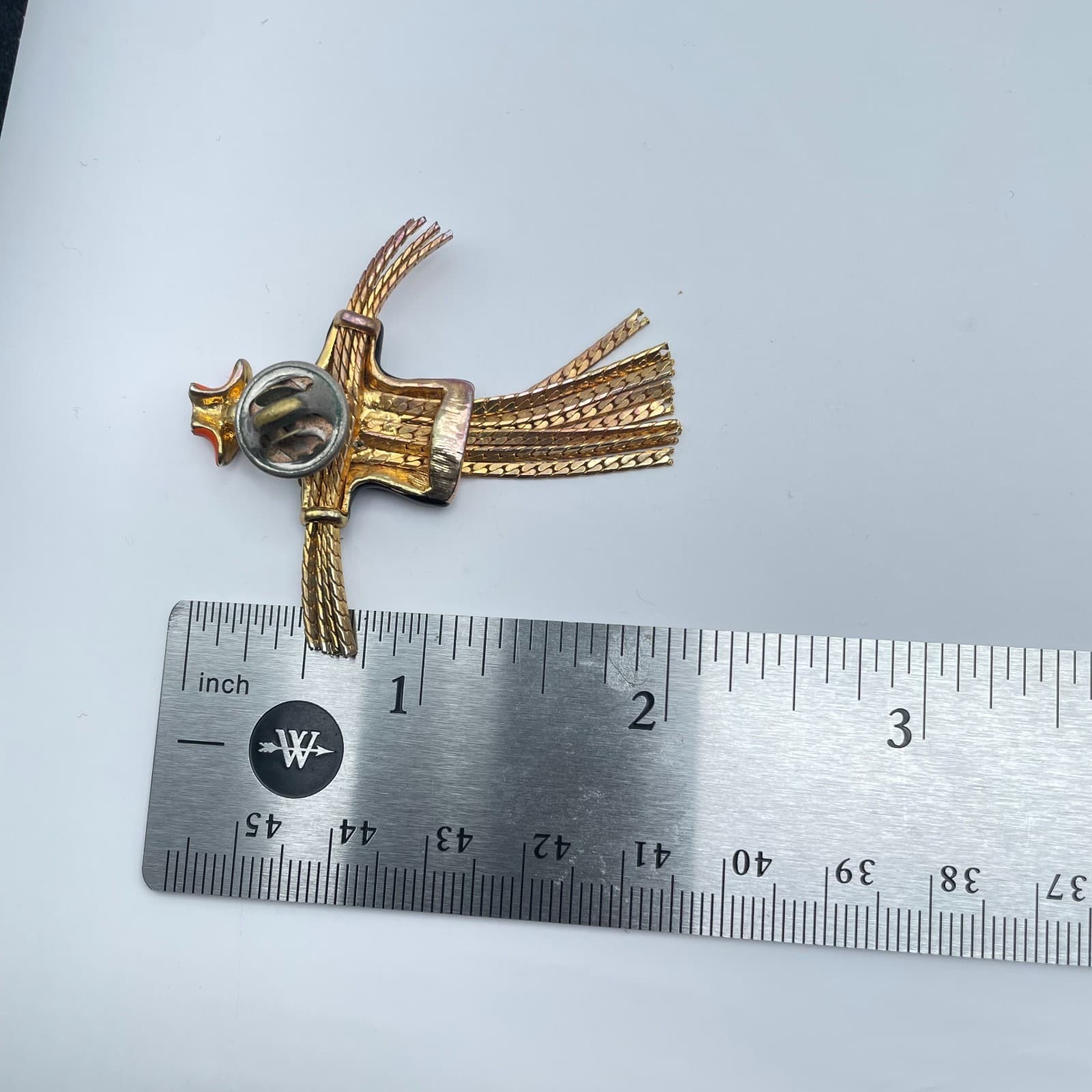 Vintage Y2K Scarecrow Gold Tone Enamel Rhinestone Fall Harvest Lapel Pin Jewelry - Thumbnail 9