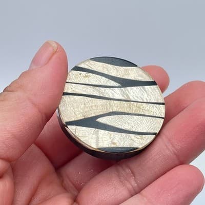 Vintage Silver-Tone Adjustable Glassmour Zebra Palateau Art Deco Cocktail Ring - Thumbnail 7