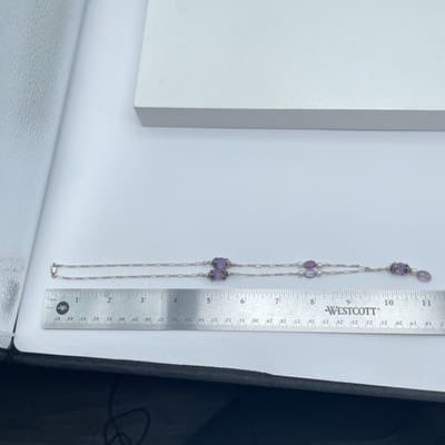 Southwestern Boho Silver-Tone Amethyst Freshwater Pearls Beaded Station Necklace - Thumbnail 9