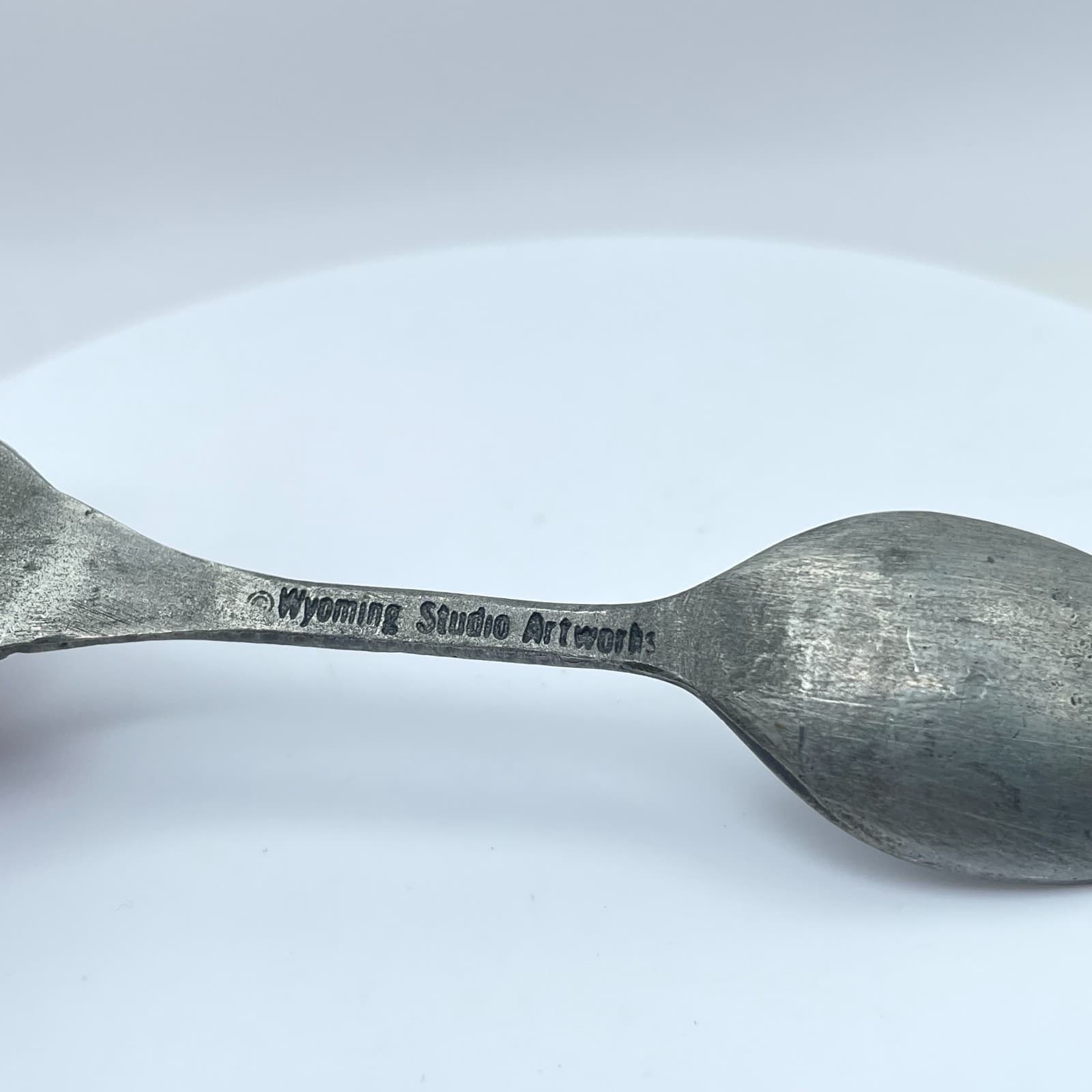 Vintage 90s Wyoming Studio Artworks Pewter Souvenir Spoon Bucking Horse Rider - Thumbnail 6