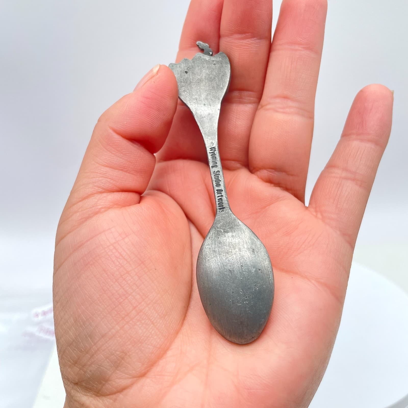 Vintage 90s Wyoming Studio Artworks Pewter Souvenir Spoon Bucking Horse Rider - Thumbnail 7