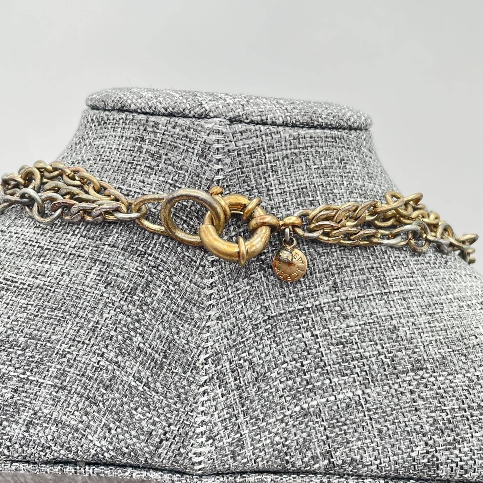 Vintage J. Crew Gold-Tone Seafoam Green Bead Triple Stranded Long Necklace Opera - Thumbnail 8