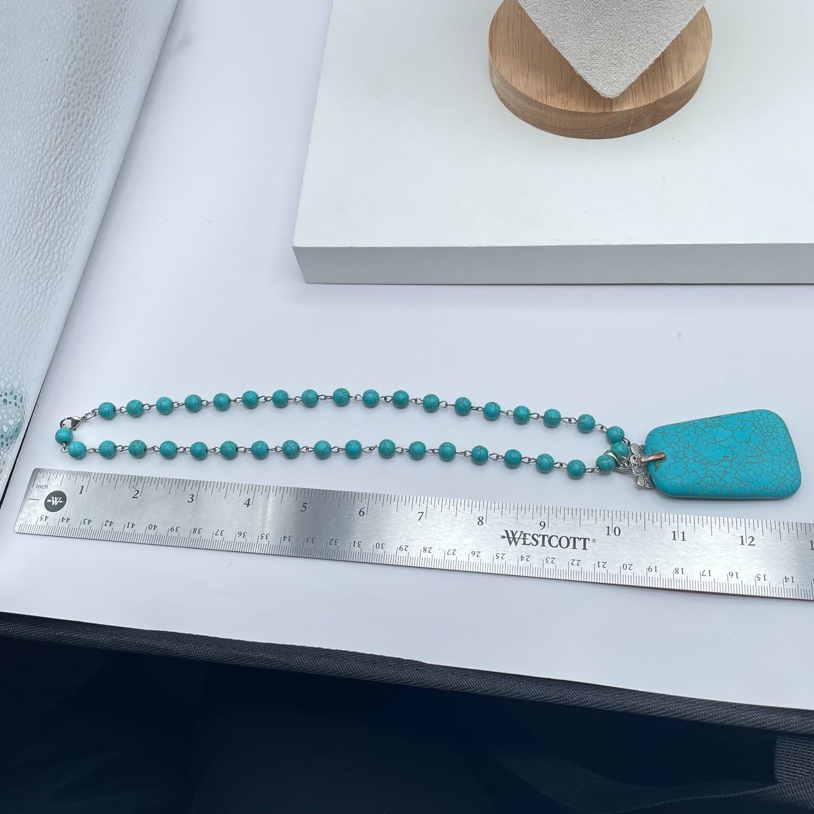 Vintage 90s Y2K Turquoise Beaded Necklace Butterfly Pendant Southwestern Boho - Thumbnail 11