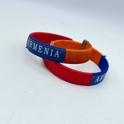 Lot Of 2 Armenia-Themed Patriotic Red Blue Orange Thread C-Souvenir Bracelets - Thumbnail 6