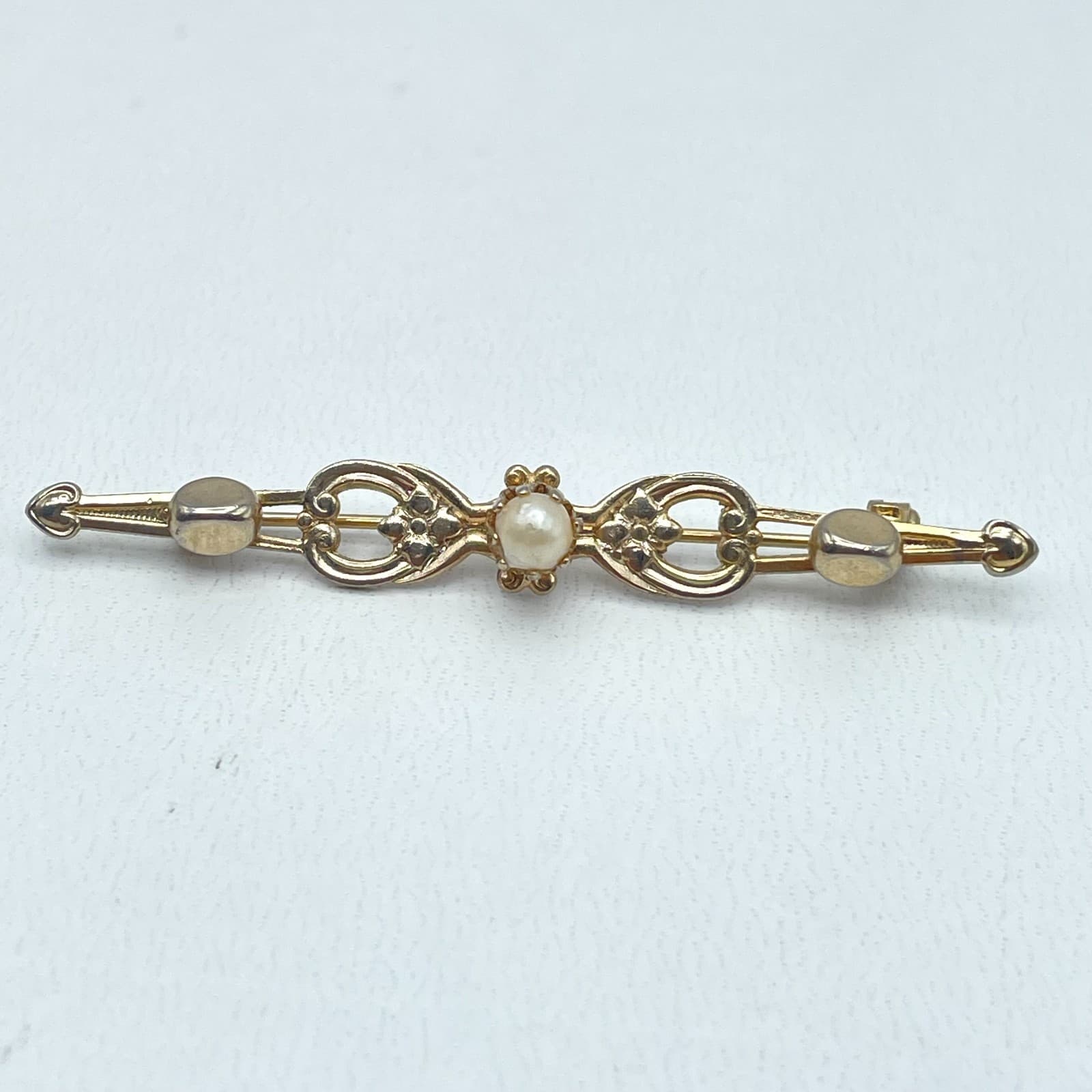 Lot of 5 Vintage Gold-Tone Rhinestone Mother Of Pearl Floral Bow Brooch Pin - Thumbnail 16
