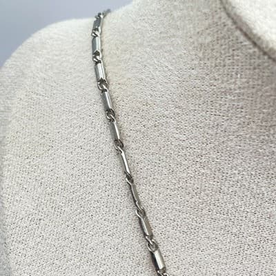 Vintage 1950s Silver-Tone Prong Rhinestone Embellished Choker Lariat Necklace - Thumbnail 5