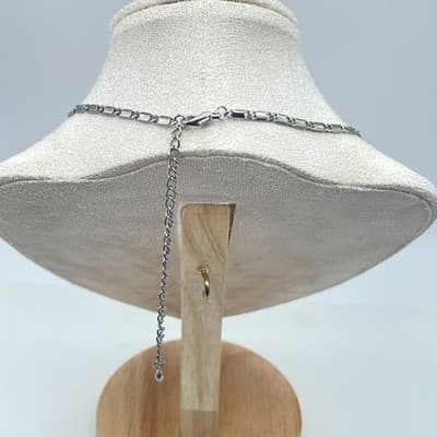 Vintage 1950s Silver-Tone Prong Rhinestone Embellished Choker Lariat Necklace - Thumbnail 9