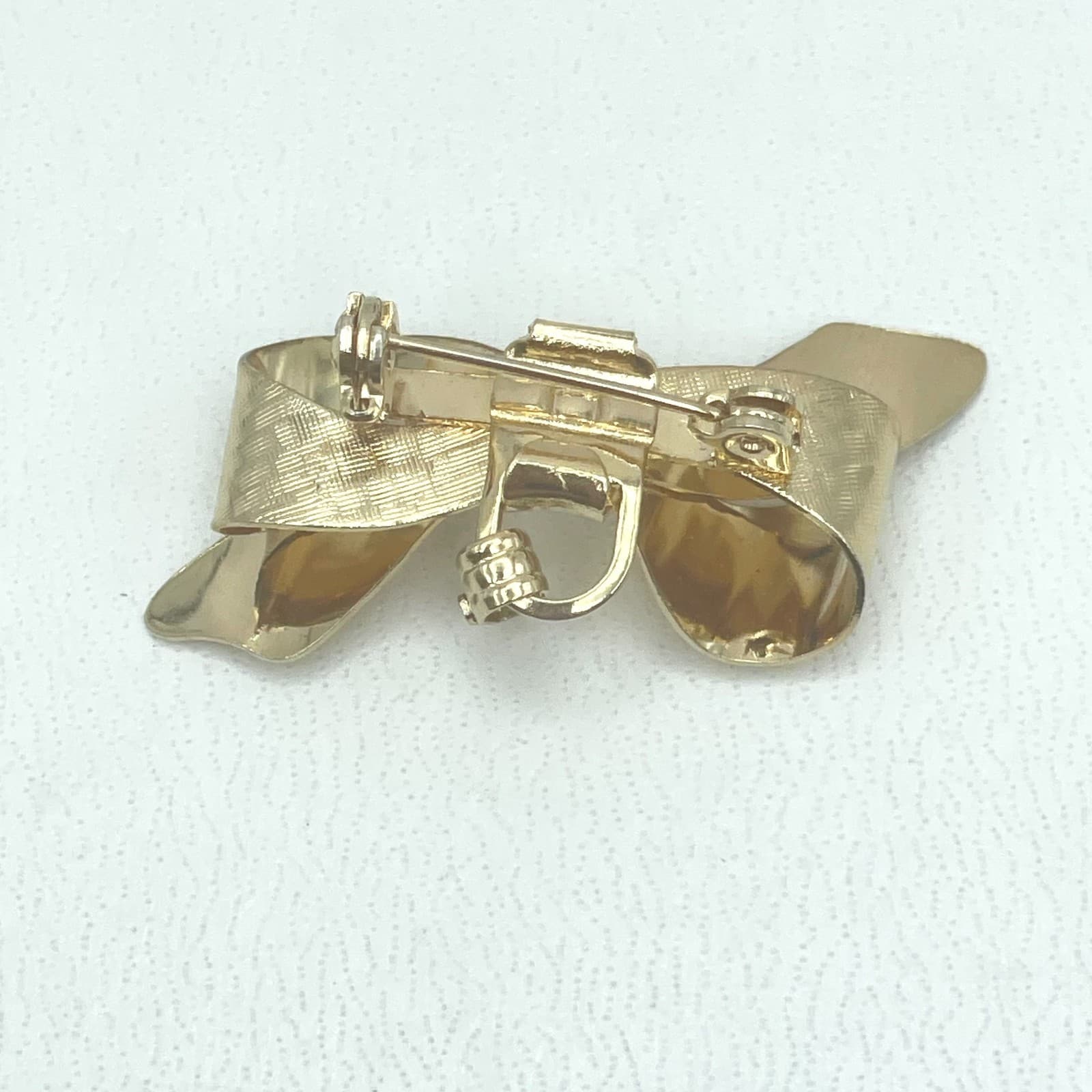 Lot of 5 Vintage Gold-Tone Rhinestone Mother Of Pearl Floral Bow Brooch Pin - Thumbnail 12