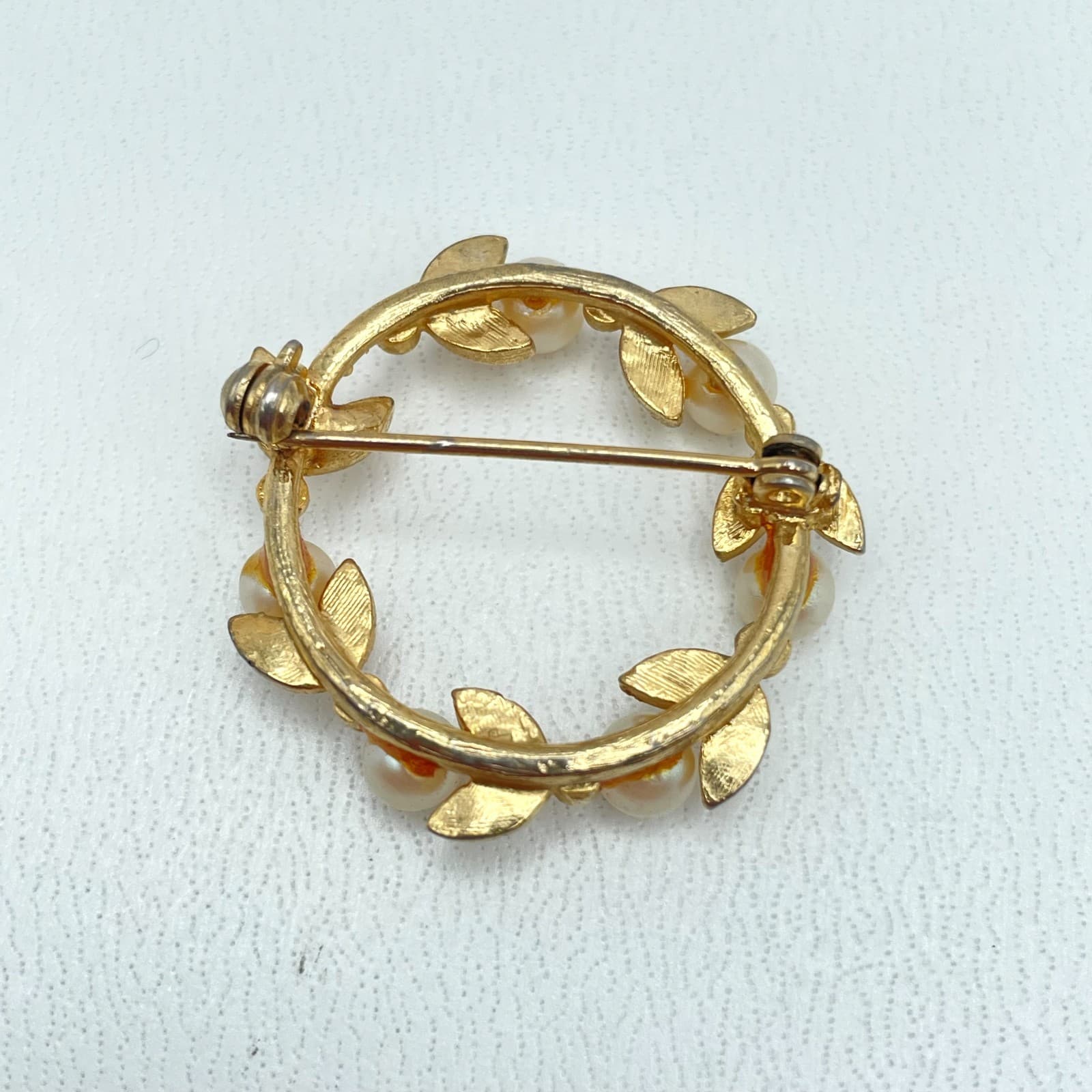 Lot of 5 Vintage Gold-Tone Rhinestone Mother Of Pearl Floral Bow Brooch Pin - Thumbnail 3