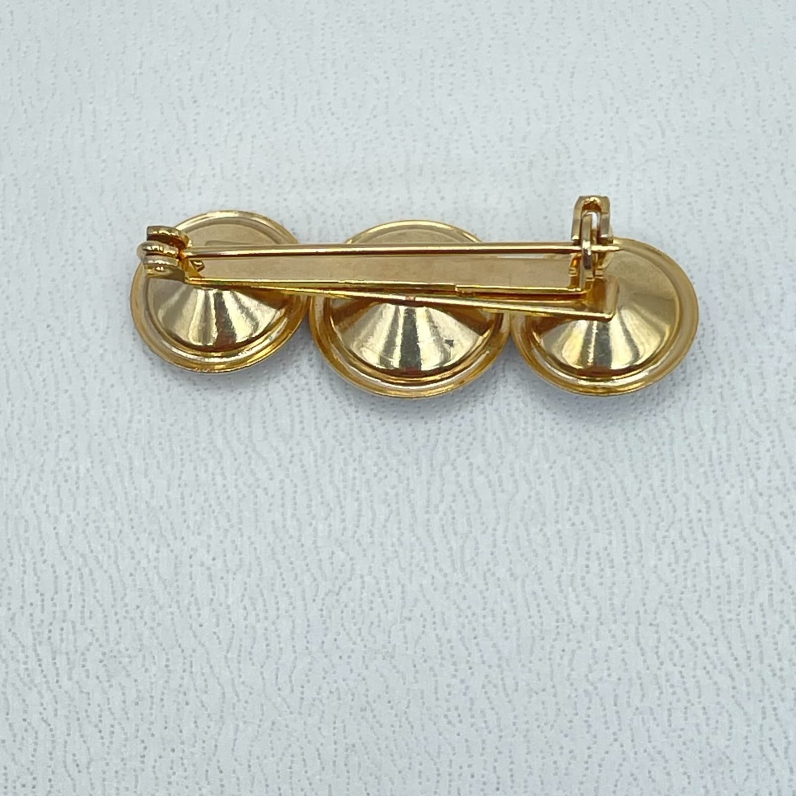 Lot of 5 Vintage Gold-Tone Rhinestone Mother Of Pearl Floral Bow Brooch Pin - Thumbnail 6