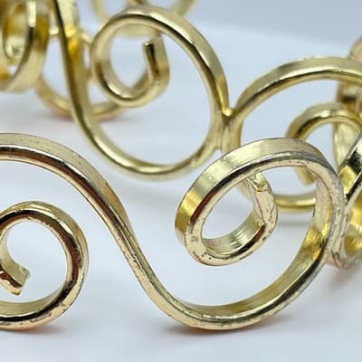 Lot Of 2 Vintage Gold-Tone Metal Swirl Spiral Cuff Open Cuff Bangles Bracelet - Thumbnail 5