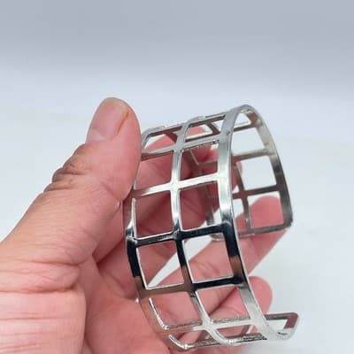 Fashion Adjustable Silver-Tone Classic Cut-Out Window Selma Bridge Cuff Bracelet - Thumbnail 2