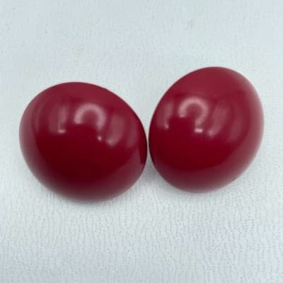 Lot of 3 VTG Silver-Tone Malachite-Style Green Burgundy Button Stud Earrings - Thumbnail 8