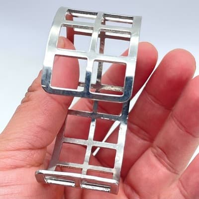 Fashion Adjustable Silver-Tone Classic Cut-Out Window Selma Bridge Cuff Bracelet - Thumbnail 5