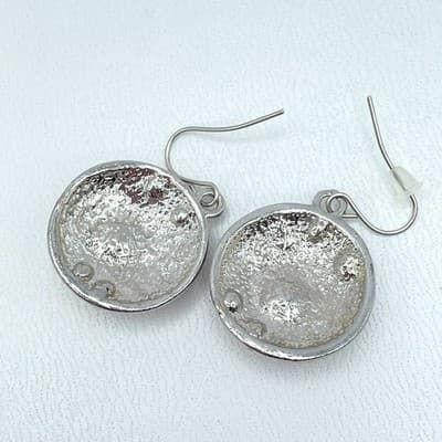 Vintage Silver-Tone Pink Red Rhinestone Embellished Round Dome Dangle Earrings - Thumbnail 3