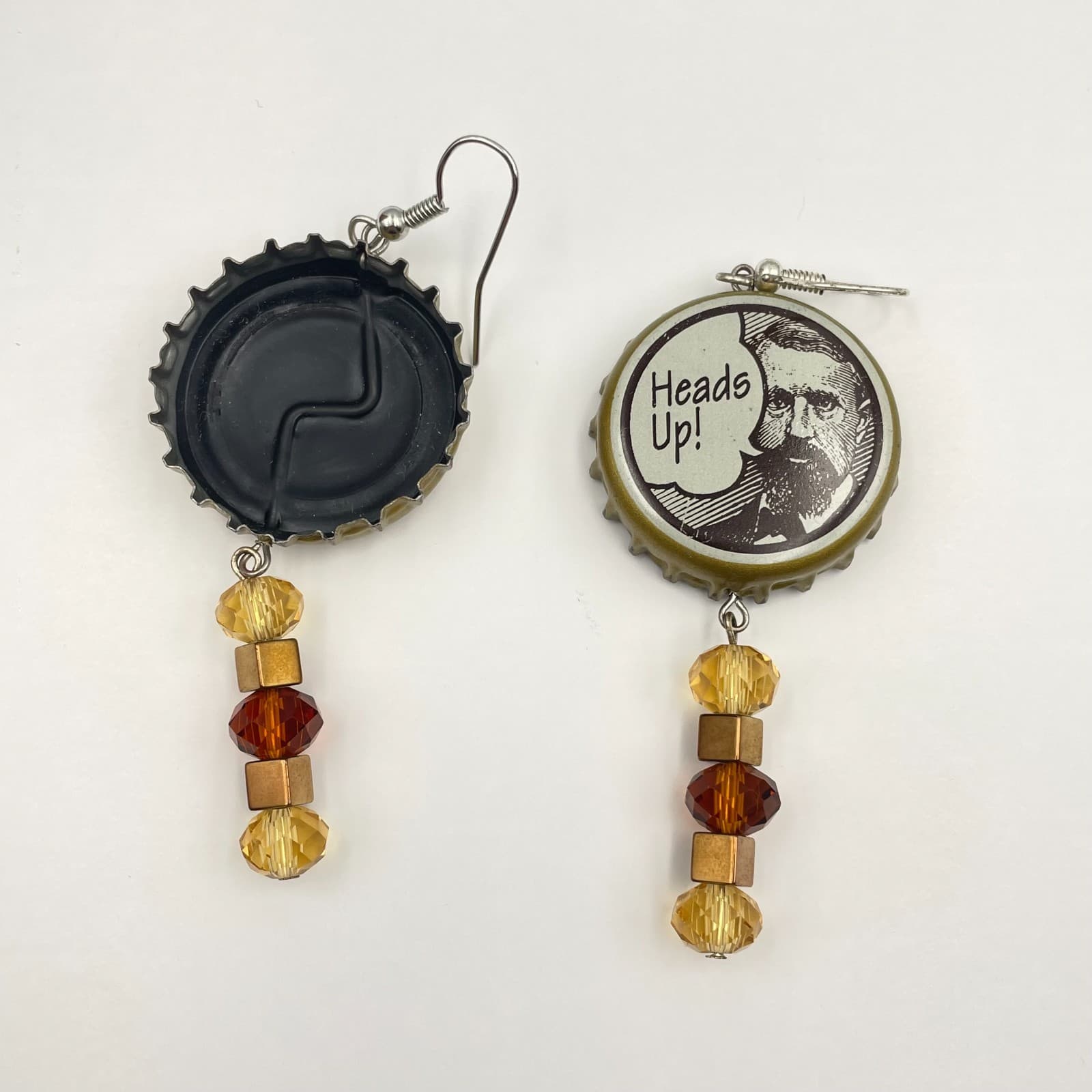 Vintage Y2K Bottle Cap Beaded Dangle Earrings Retro Women's Classic Jewelry - Thumbnail 2