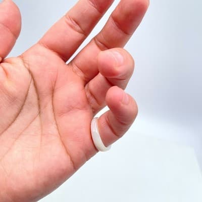 Vintage Handcrafted White Classic Fashion Leaf Feather-Carved Band Ring - Thumbnail 7