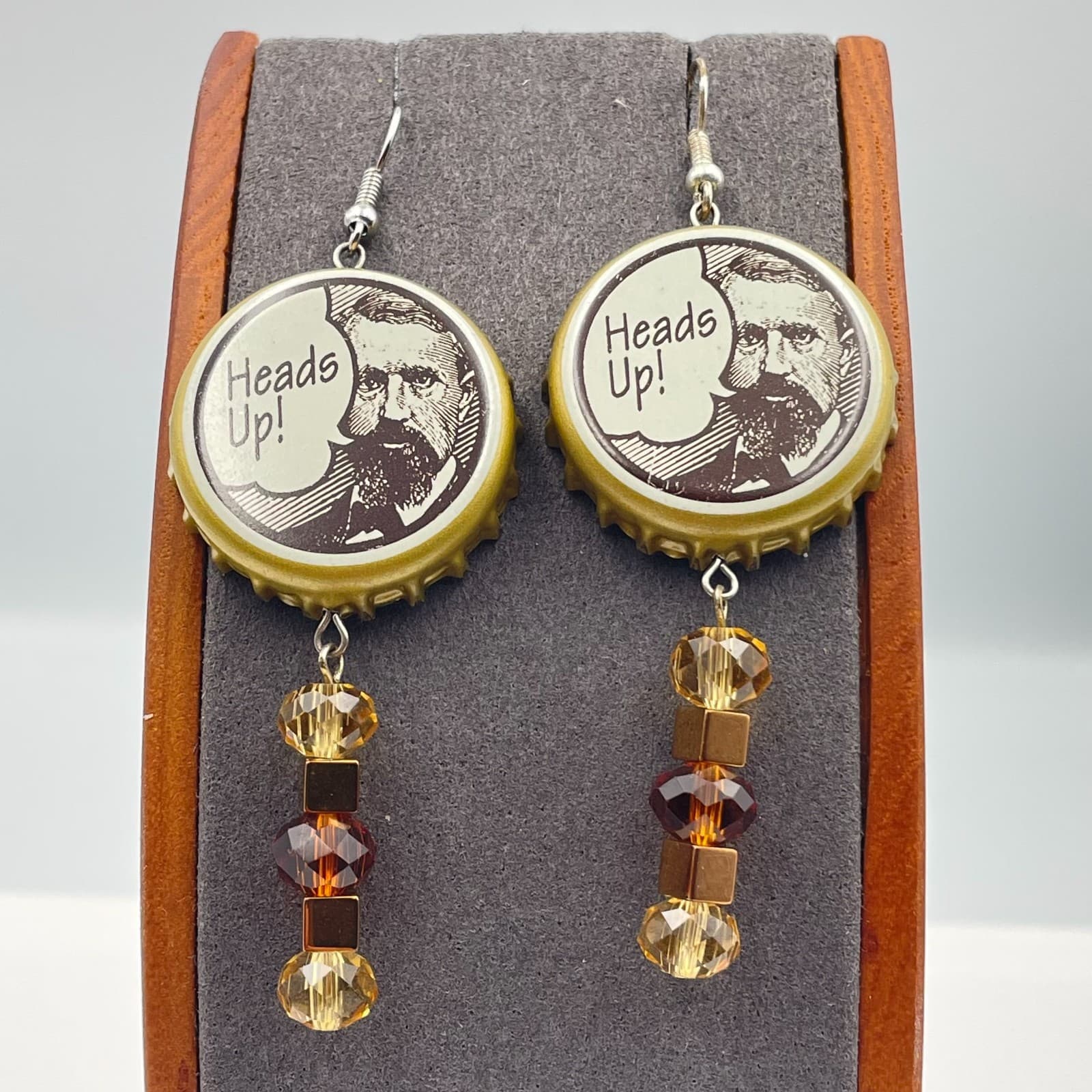 Vintage Y2K Bottle Cap Beaded Dangle Earrings Retro Women's Classic Jewelry - Thumbnail 6
