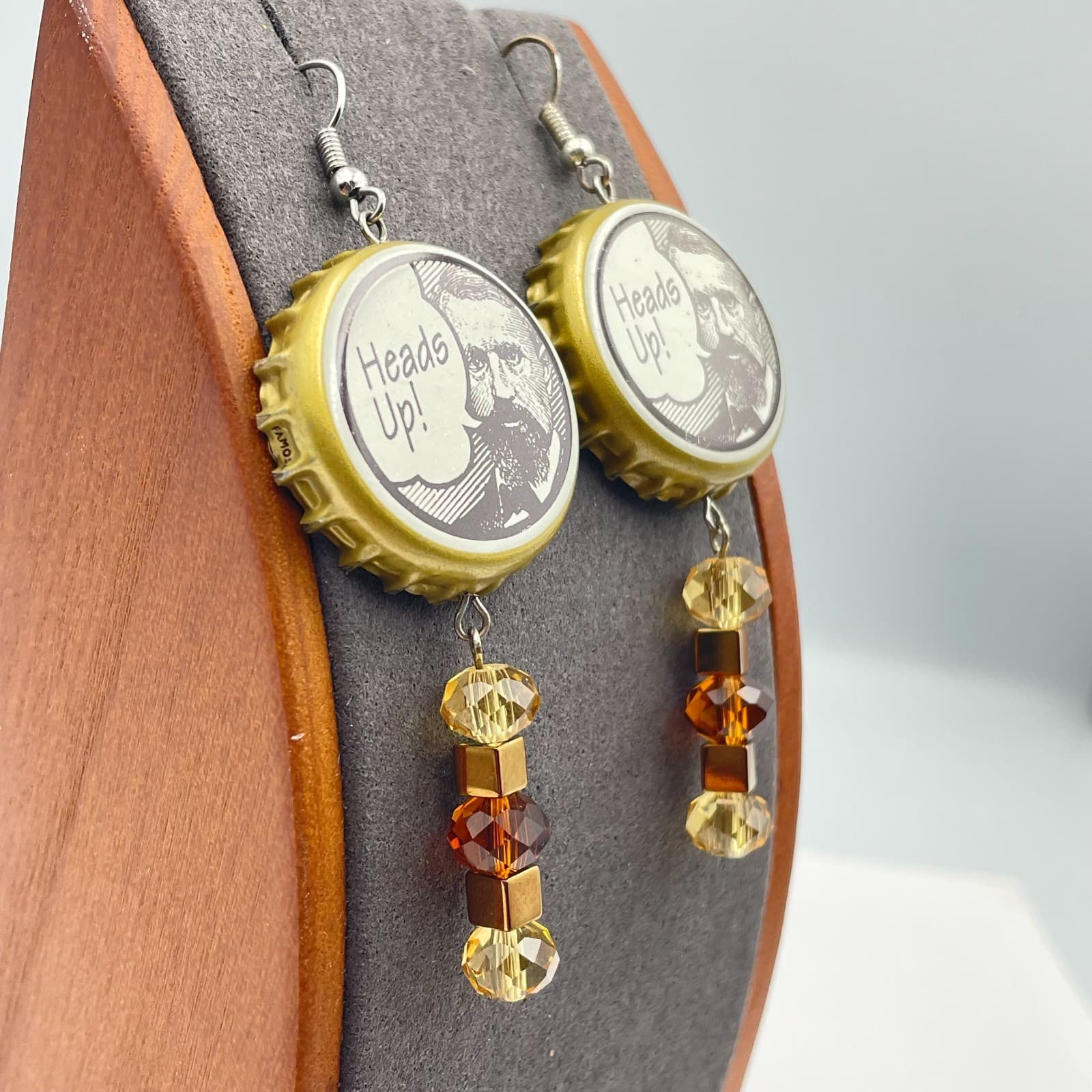 Vintage Y2K Bottle Cap Beaded Dangle Earrings Retro Women's Classic Jewelry - Thumbnail 7