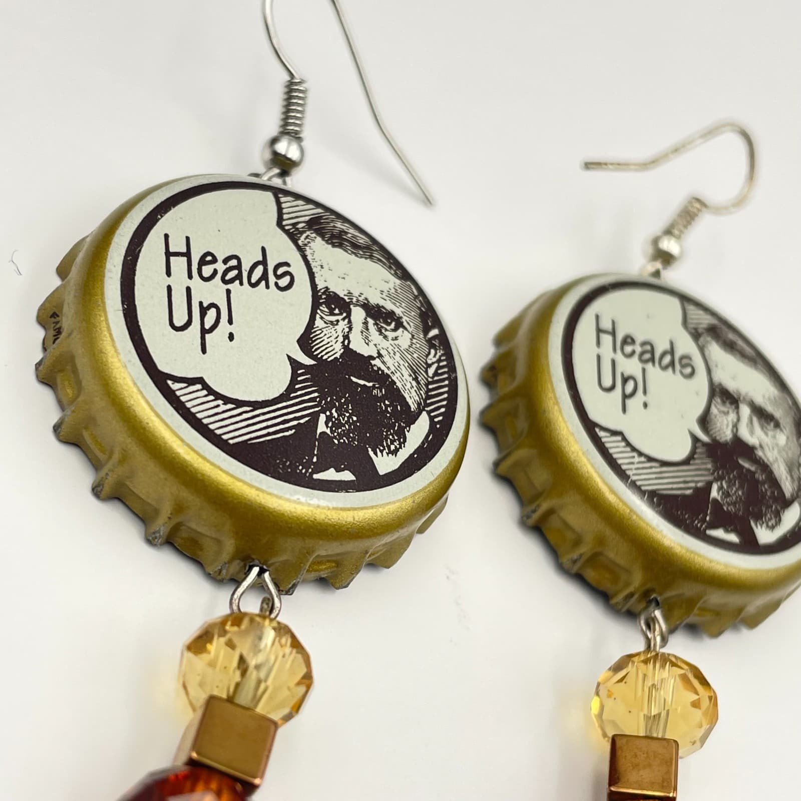 Vintage Y2K Bottle Cap Beaded Dangle Earrings Retro Women's Classic Jewelry - Thumbnail 3