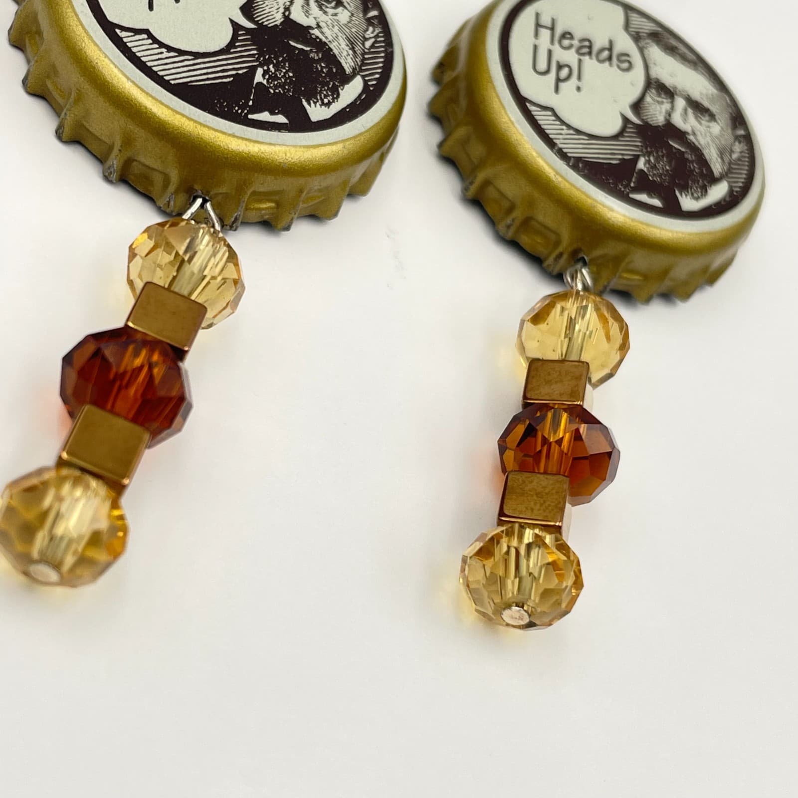 Vintage Y2K Bottle Cap Beaded Dangle Earrings Retro Women's Classic Jewelry - Thumbnail 4
