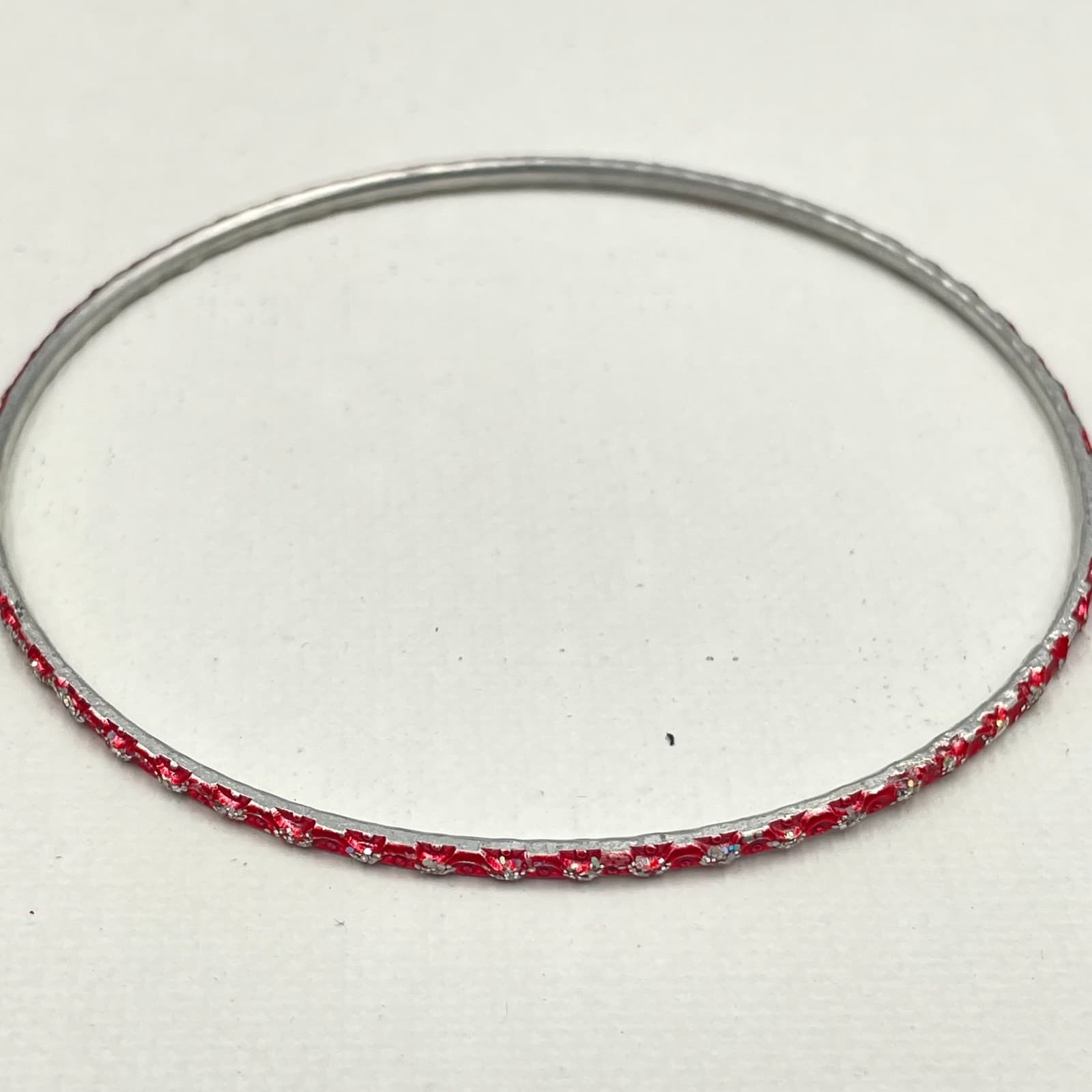Vintage 80s 90s Bangles Set Glass Stone Enamel Women's Classic Fashion Jewelry - Thumbnail 10