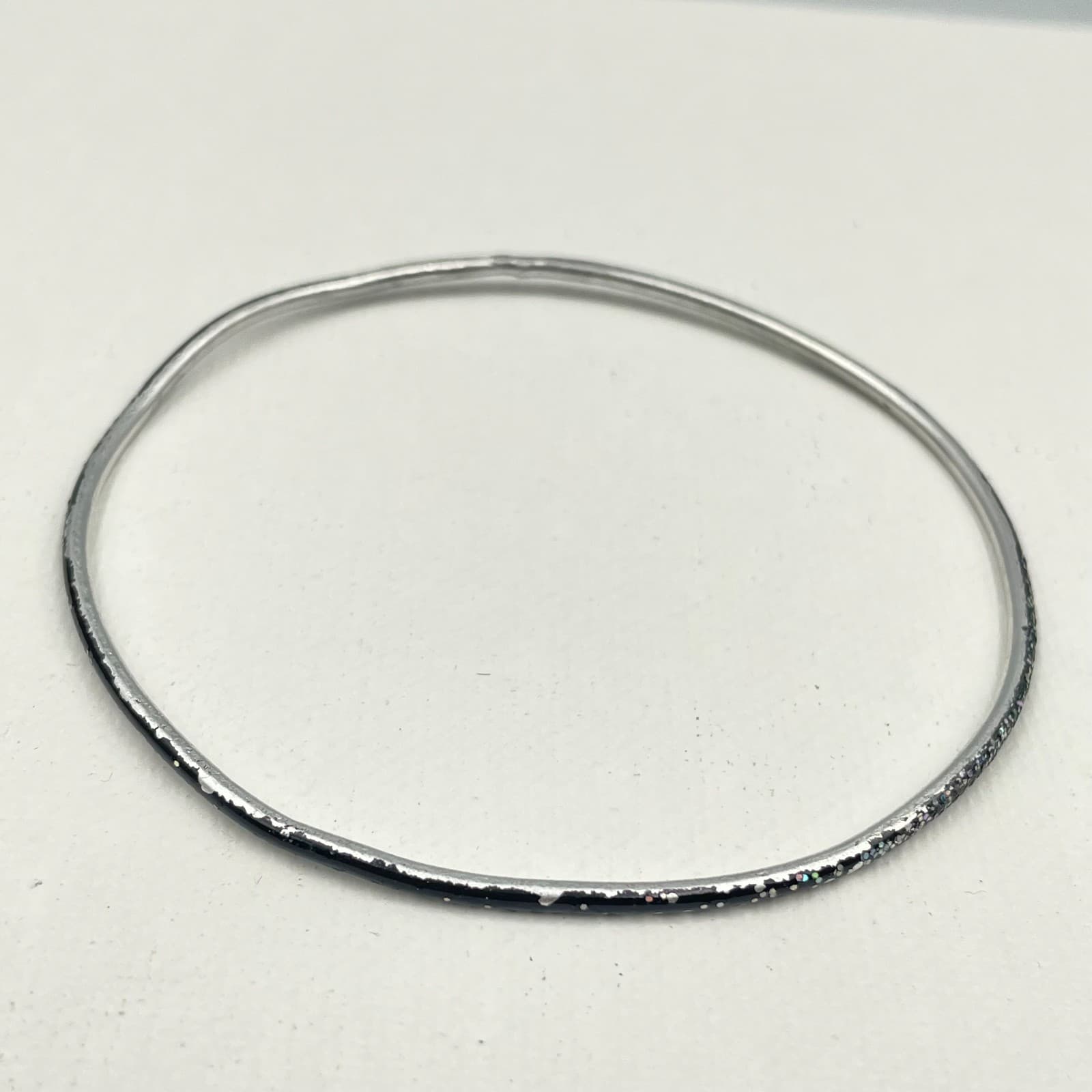 Vintage 80s 90s Bangles Set Glass Stone Enamel Women's Classic Fashion Jewelry - Thumbnail 5