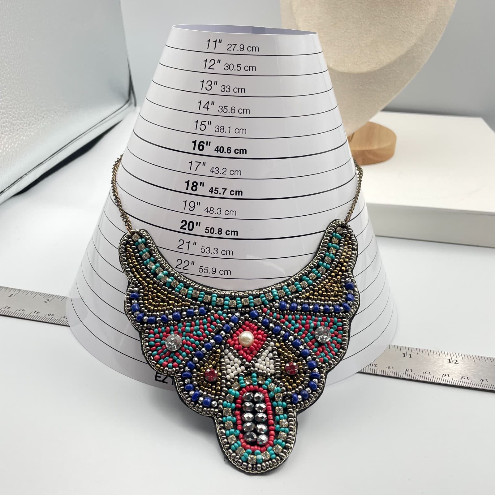 Vintage 90s Boho Seed Beads Ethnic Necklace Statement Women's Classic Jewelry - Thumbnail 9