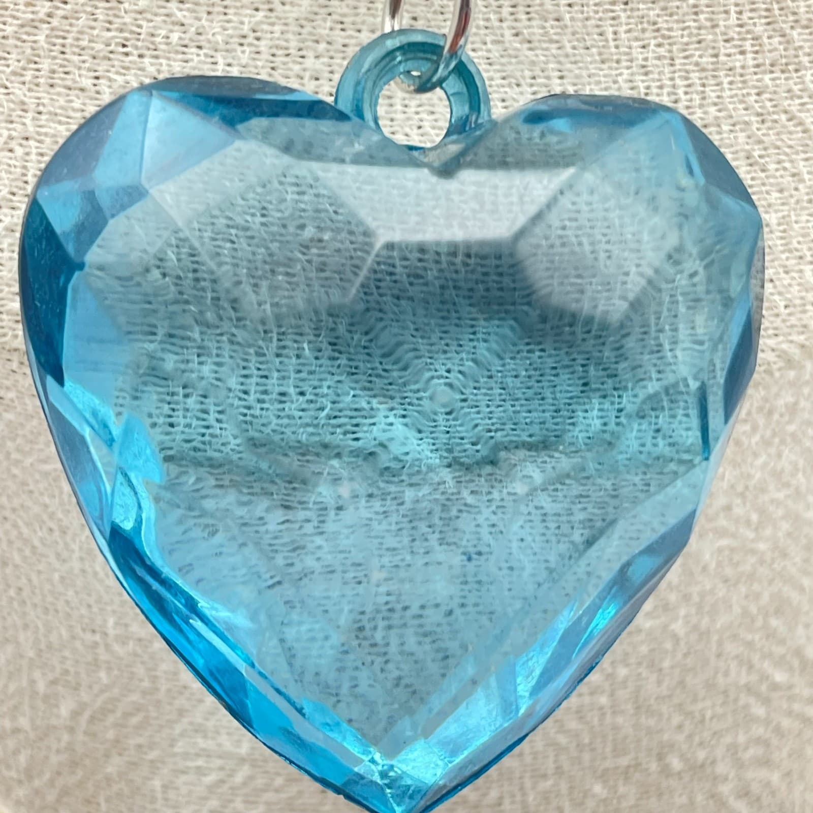 Vintage Y2K Silver Tone Oval Link Chain Blue Heart Pendant Necklace Jewelry - Thumbnail 7