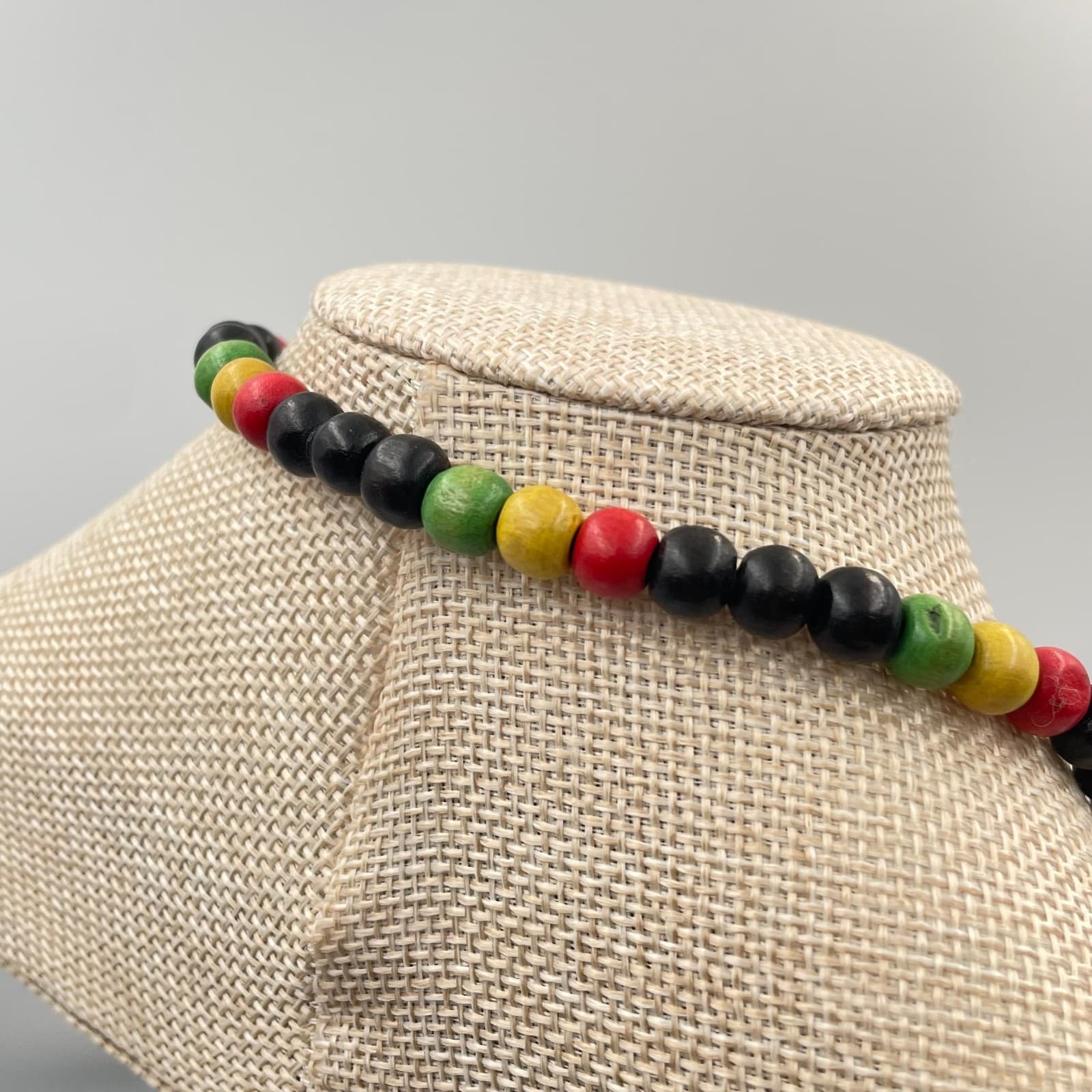 Vintage African Map Pendant Wood Bead Necklace Pan-African Rasta Multicolor - Thumbnail 7