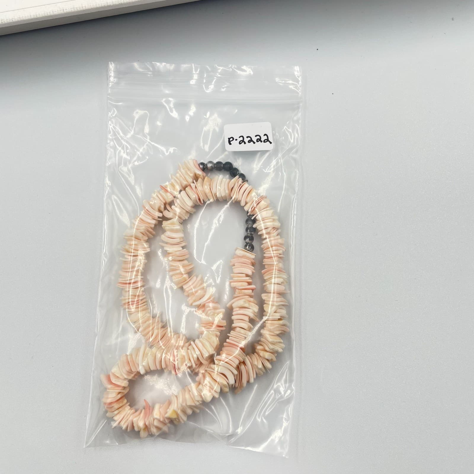 Vintage Pink Heishe Shell Necklace Natural Sea Shell Chip Bead Barrel Clasp - Thumbnail 7