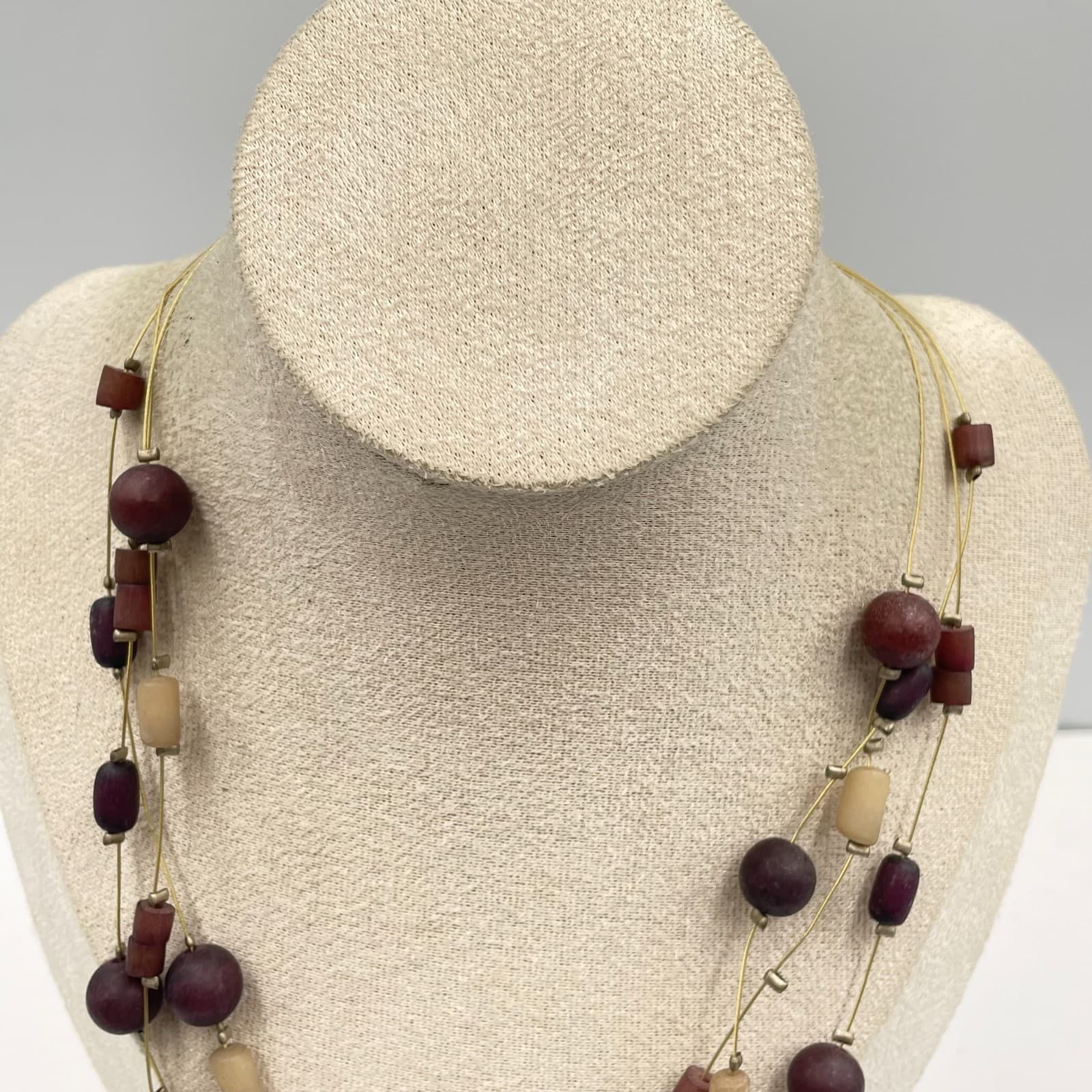 Chico's Multi-Strand Statement Necklace Purple Faceted Stone Bead Silver Tone - Thumbnail 2