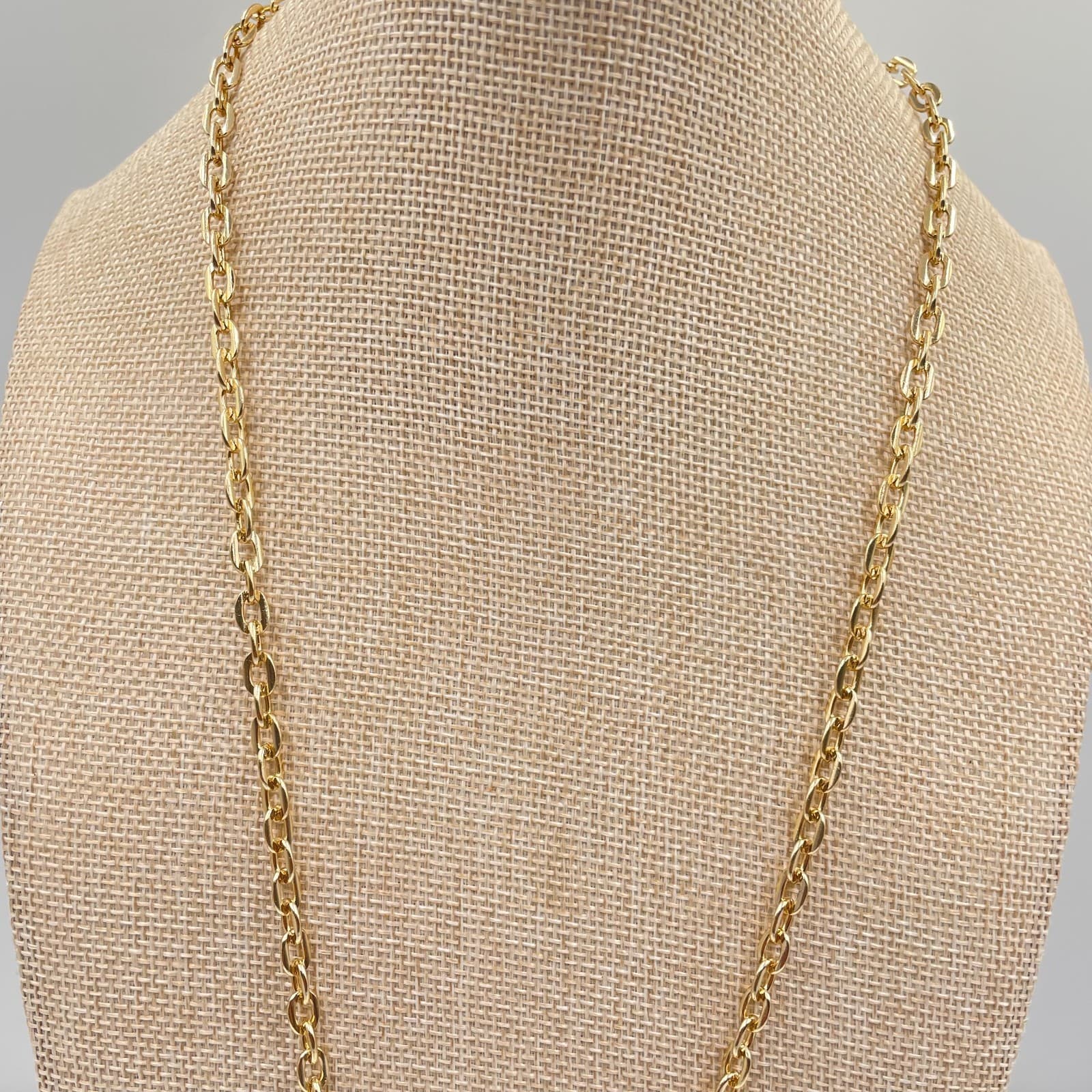 Vintage Gold Khanda Pendant Necklace Sikh Ikon Hip Hop Bling Rhinestone Jewelry - Thumbnail 2
